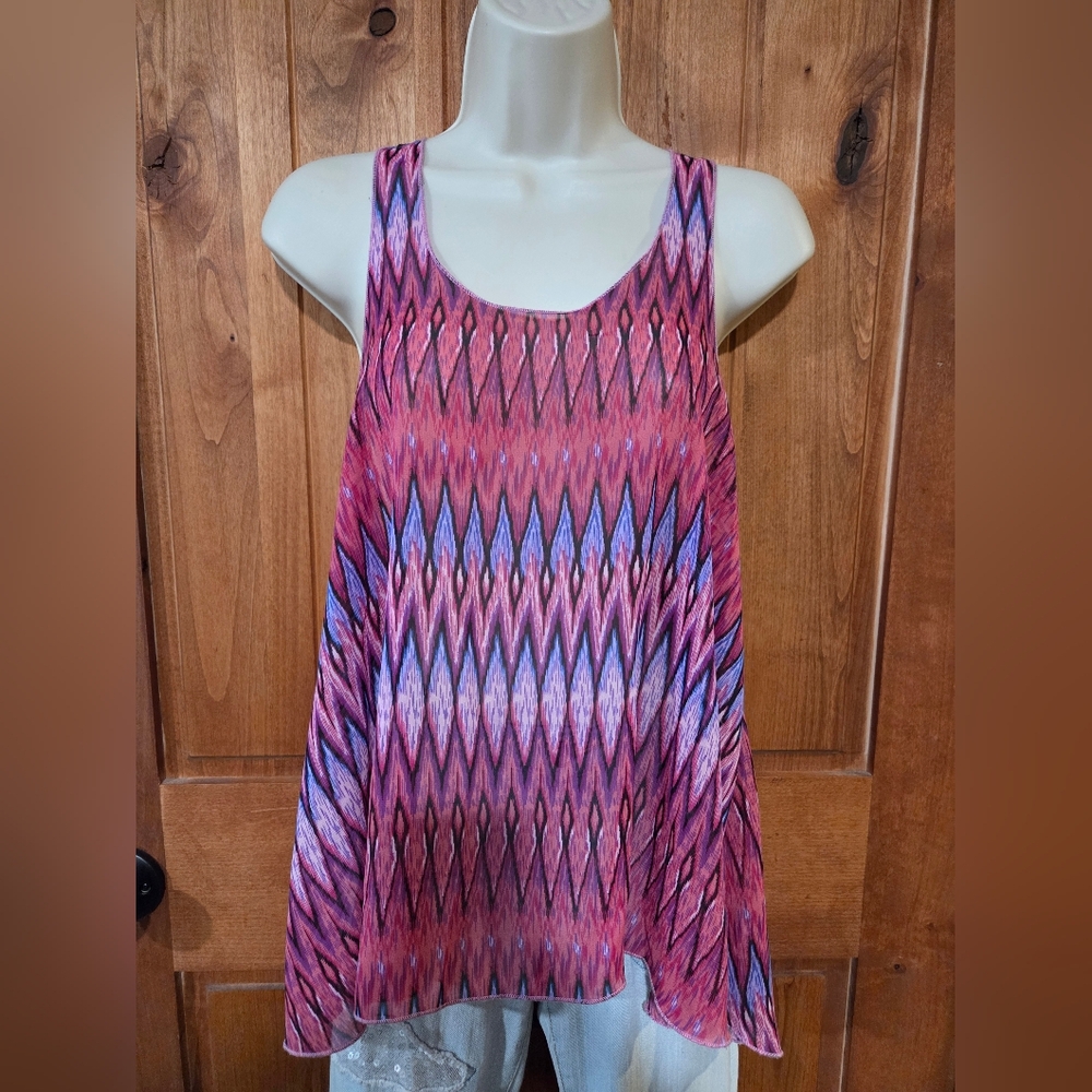 Ocean Drive Pink‎ and Purple Patterned Tank Top